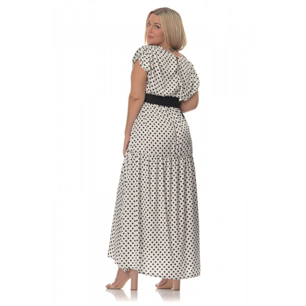 Plus Size Φόρεμα Πουά – Λευκό