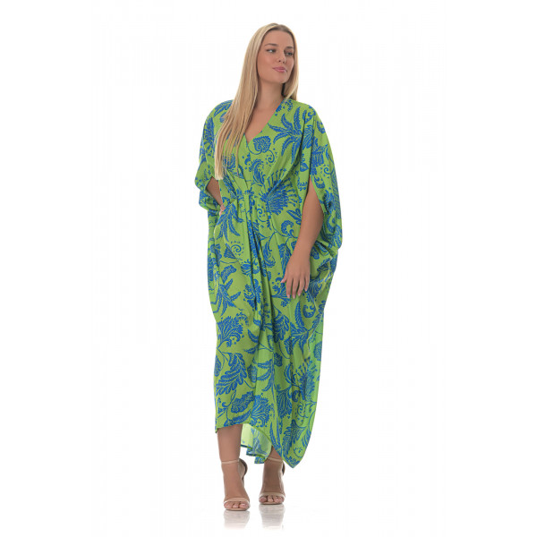 Plus Size Floral Τουνίκ/Φόρεμα – Πράσινο