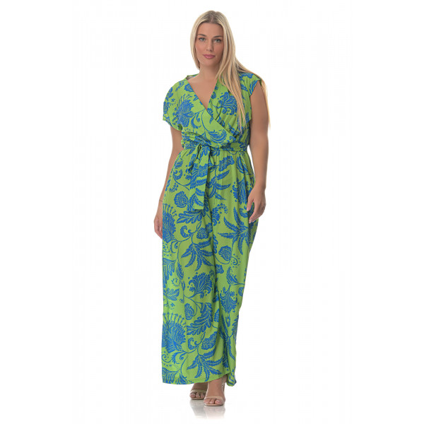 Plus Size Floral Ολόσωμη Φόρμα – Πράσινη