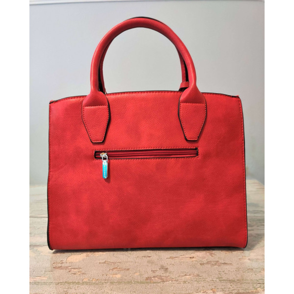 Tote Bag Με Διάτρητο Κέντημα - Κόκκινο