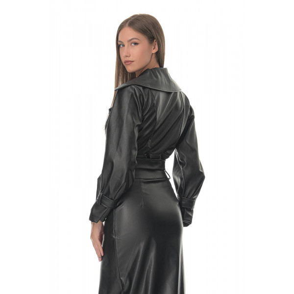 Jacket Δερμάτινο Cropped - Μαύρο