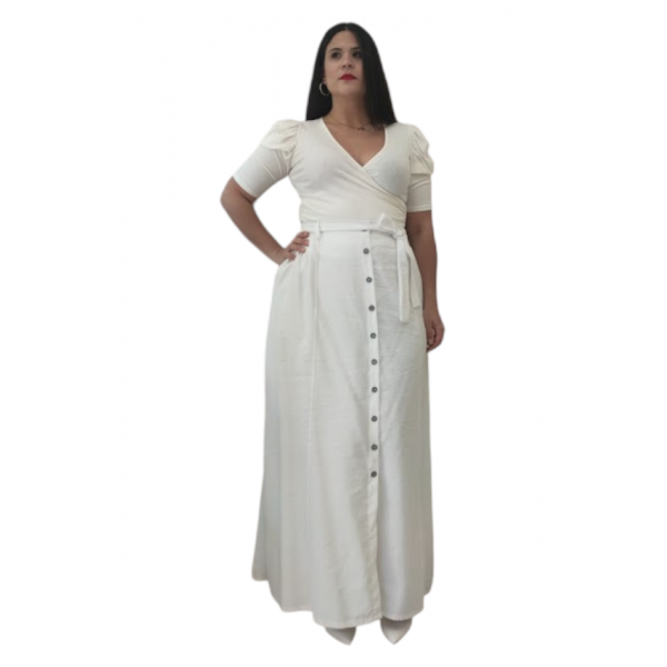 Plus Size Φούστα Maxi - Λευκό