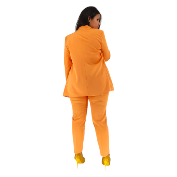 Plus Size Κοστούμι Blazer με Tailored Παντελόνι - Πορτοκαλί