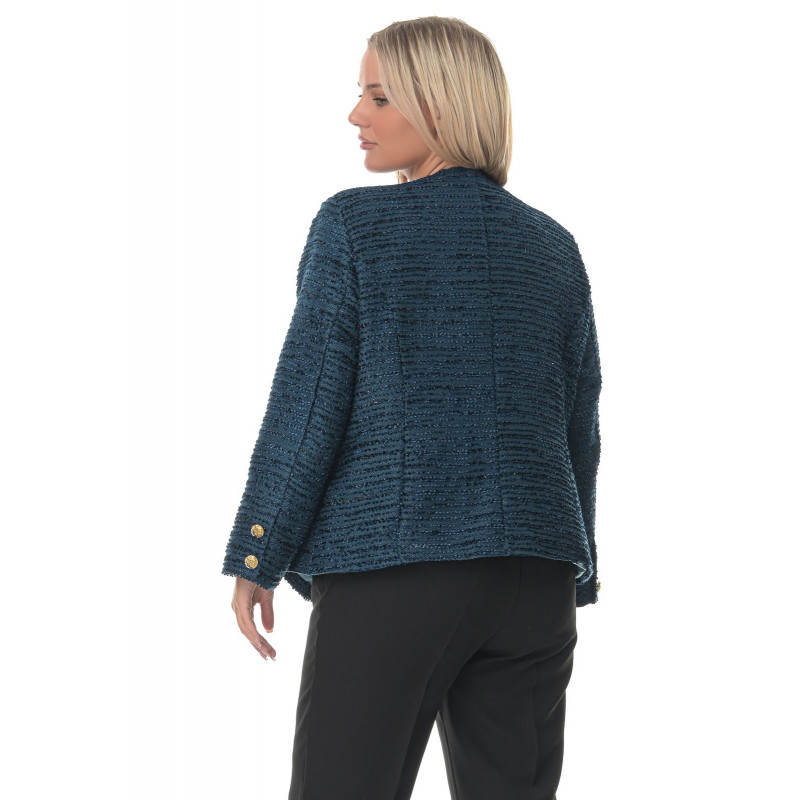 Plus Size Σακάκι Tweed - Μπλε Plus Size Σακάκι Tweed - Μπλε