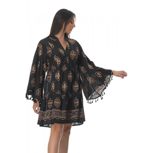 Mykonos ethnic mini φόρεμα - μαύρο