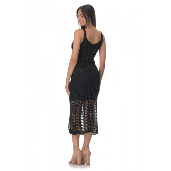 Φόρεμα Midi Διχτυωτό - Μαύρο