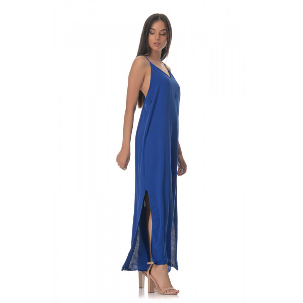 Φόρεμα Lingerie Εξώπλατο - Μπλε Ρουά