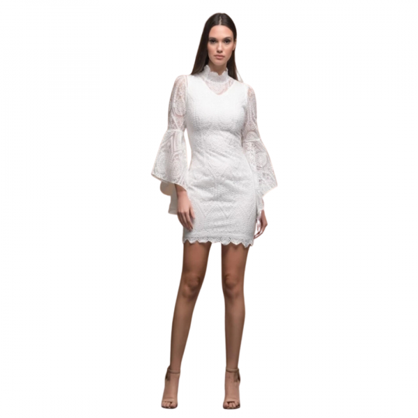 Φόρεμα Δαντέλα Εφαρμοστό - Λευκό