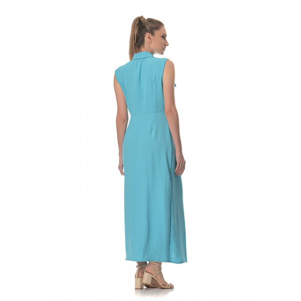 Φόρεμα Σεμιζιέ Αμάνικο - Γαλάζιο