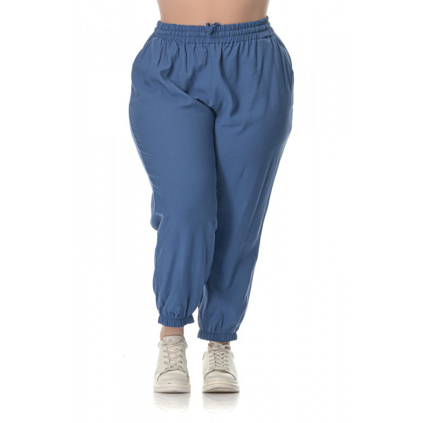 Plus Size Παντελόνι Safari Capri - Μπλε