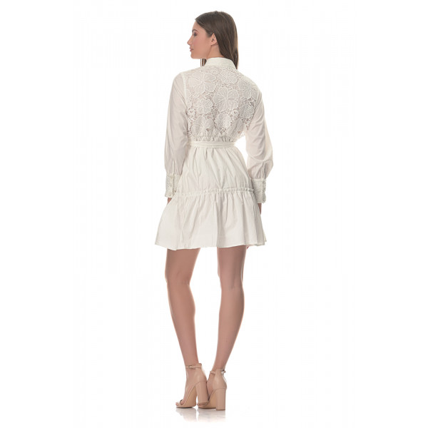Φόρεμα Mini Με Κέντημα - Λευκό