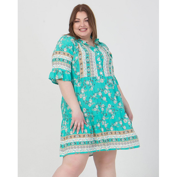 Plus Size Φόρεμα Floral - Βεραμάν