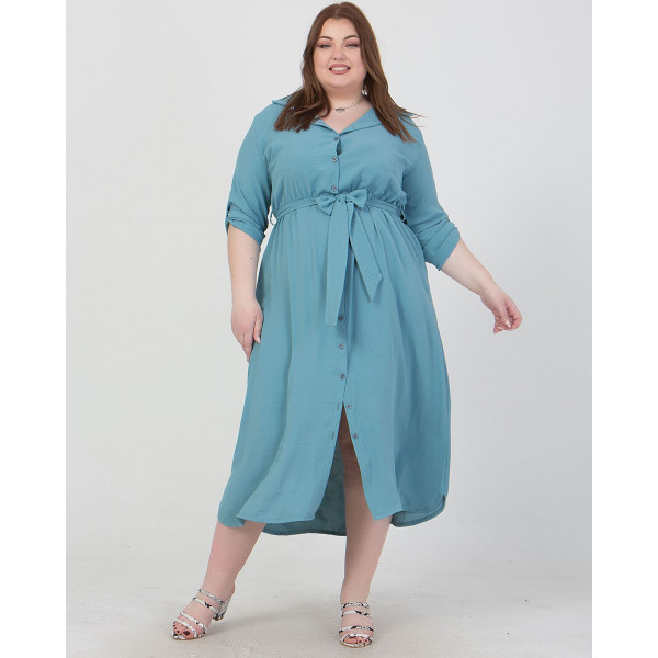 Plus Size Φόρεμα Σεμιζιέ - Γαλάζιο