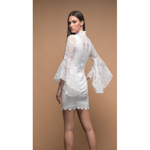 Φόρεμα Δαντέλα Εφαρμοστό - Λευκό