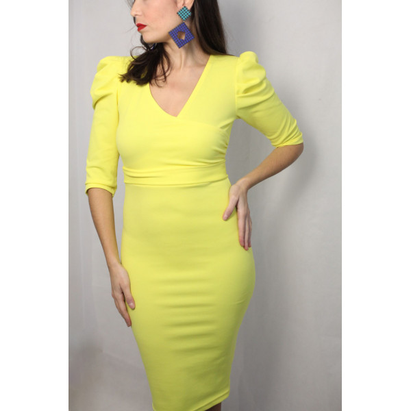 Φόρεμα Midi - Κίτρινο 