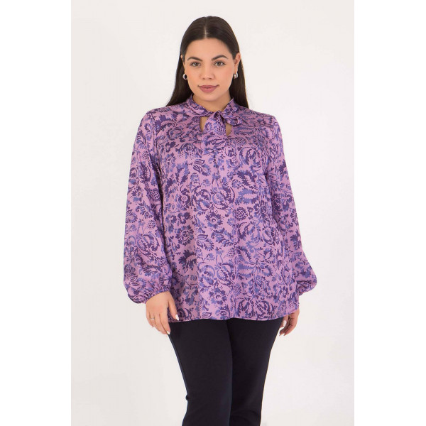 Plus Size Μπλούζα Floral - Μωβ