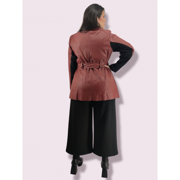 Plus Size Jacket Σακάκι Δέρμα - Μπορντώ