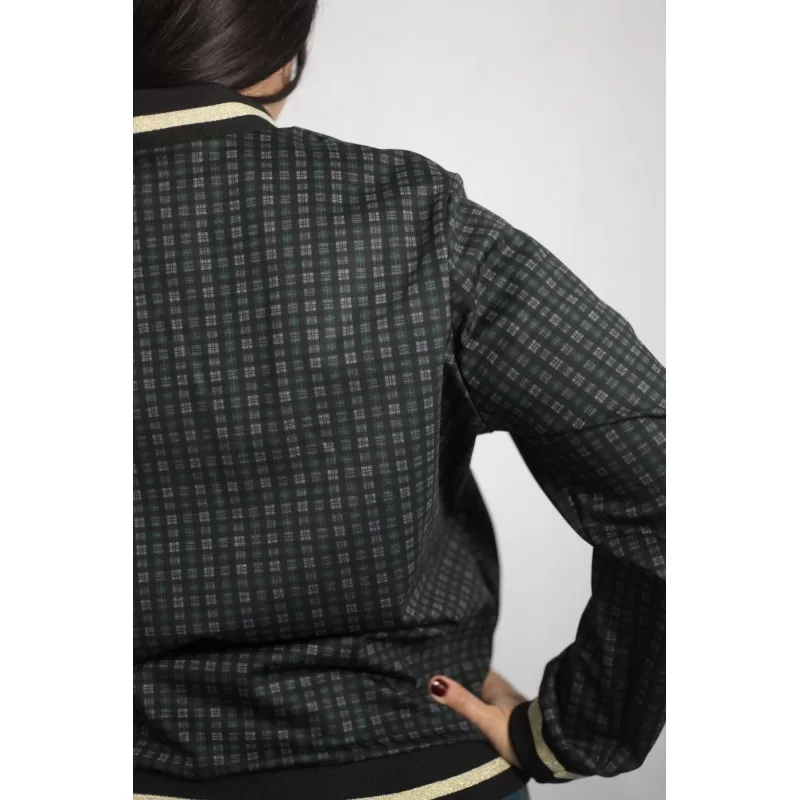 Plus Size Καρό Jacket Bomber - Κυπαρισσί Plus Size Καρό Jacket Bomber - Κυπαρισσί