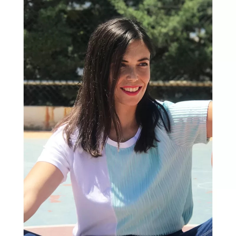 T-Shirt Με Ημιδιαφανές Σχέδιο - Λευκό T-Shirt Με Ημιδιαφανές Σχέδιο - Λευκό