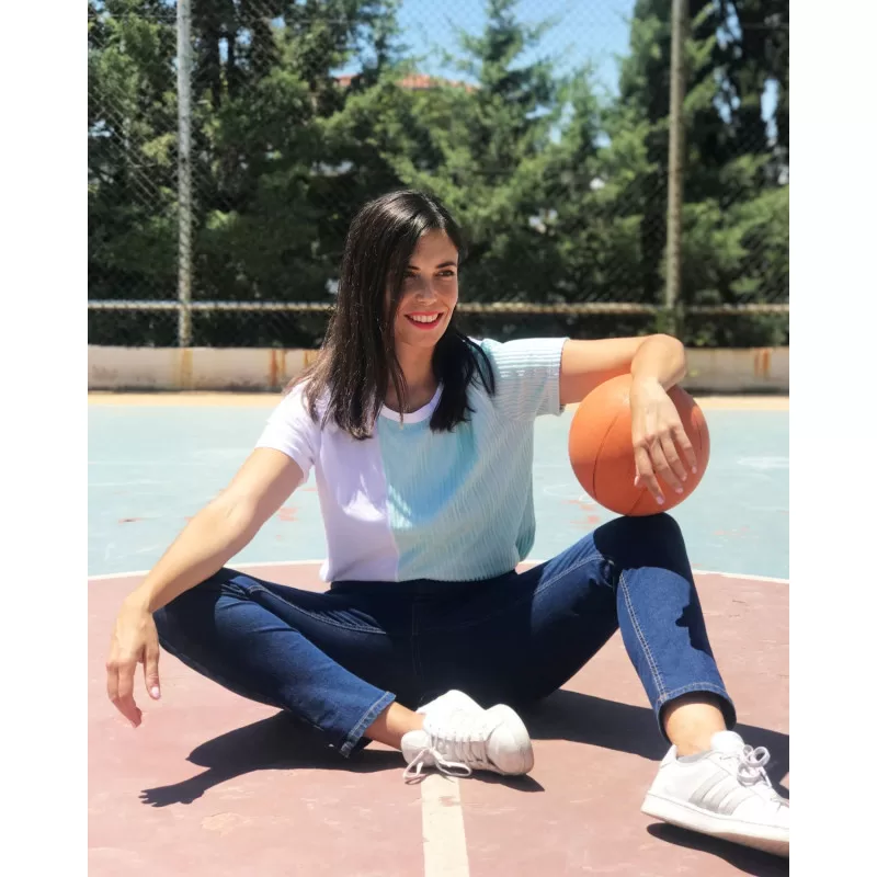 T-Shirt Με Ημιδιαφανές Σχέδιο - Λευκό T-Shirt Με Ημιδιαφανές Σχέδιο - Λευκό