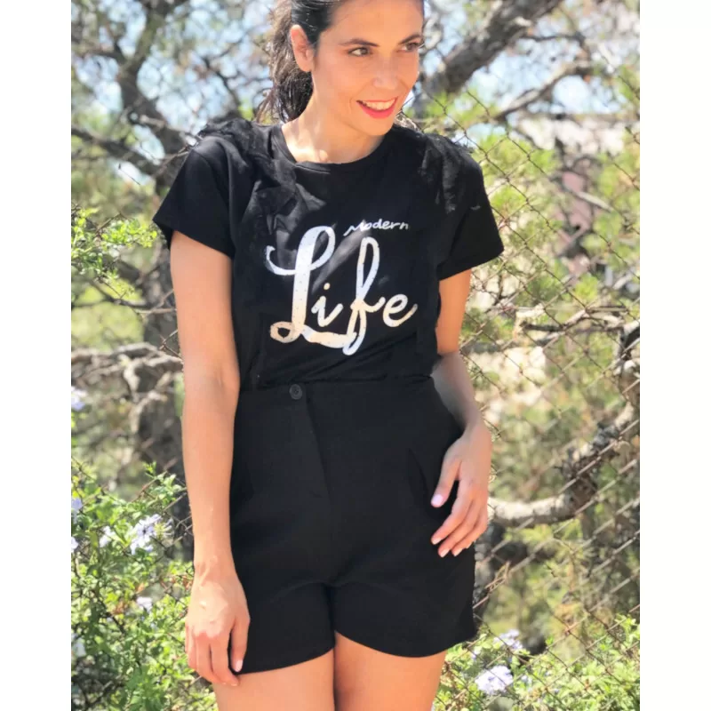 T-Shirt Με Στάμπα - Μαύρο T-Shirt Με Στάμπα - Μαύρο