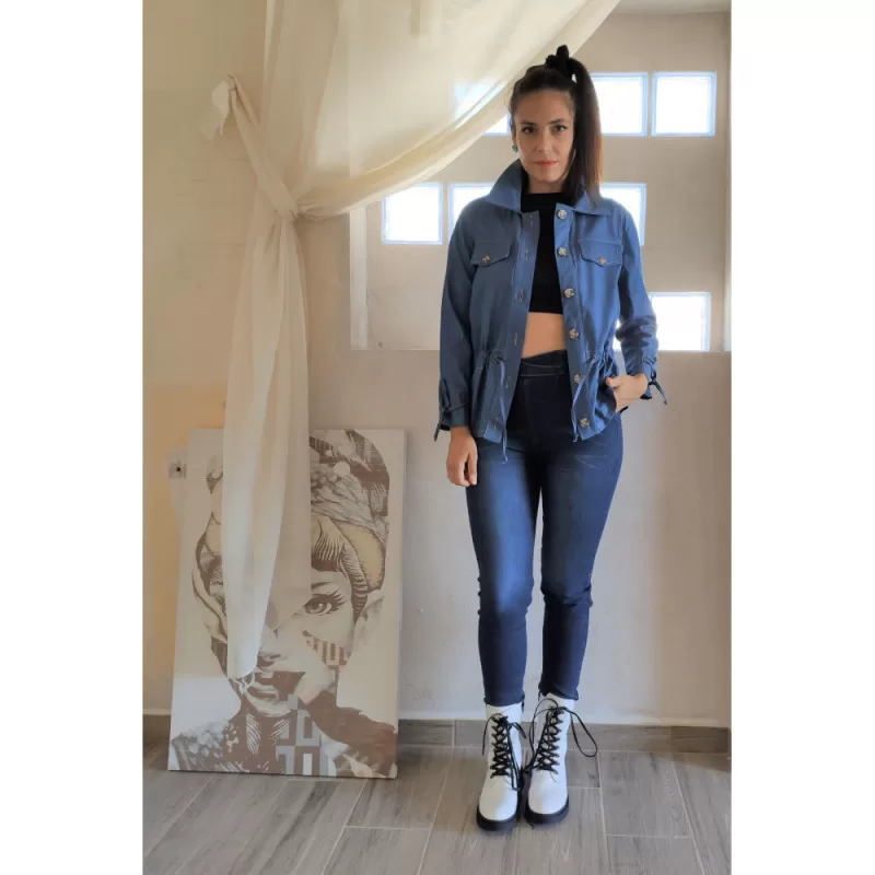 Jacket Jean Με Σούρα - Μπλε Jacket Jean Με Σούρα - Μπλε
