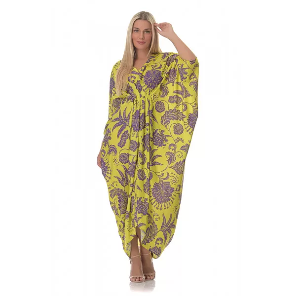 Plus Size Floral Τουνίκ/Φόρεμα – Κίτρινο