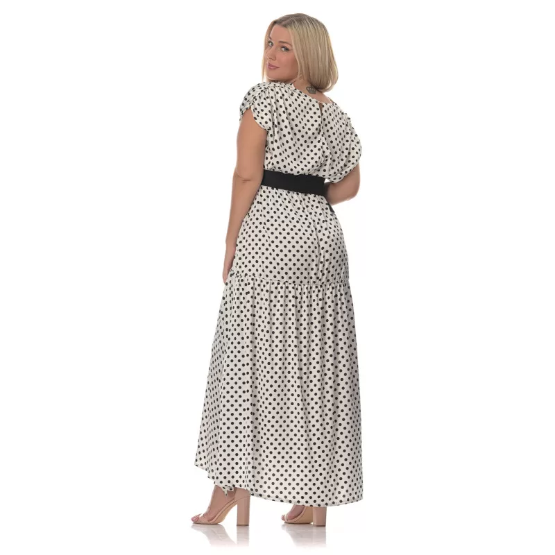 Plus Size Φόρεμα Πουά – Λευκό