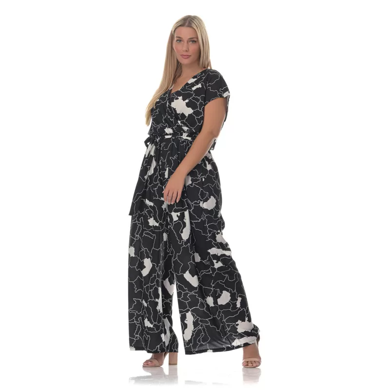 Plus size Εμπριμέ ολόσωμη φόρμα -Μαύρη Plus size Εμπριμέ ολόσωμη φόρμα -Μαύρη
