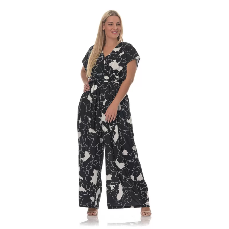 Plus size Εμπριμέ ολόσωμη φόρμα -Μαύρη Plus size Εμπριμέ ολόσωμη φόρμα -Μαύρη