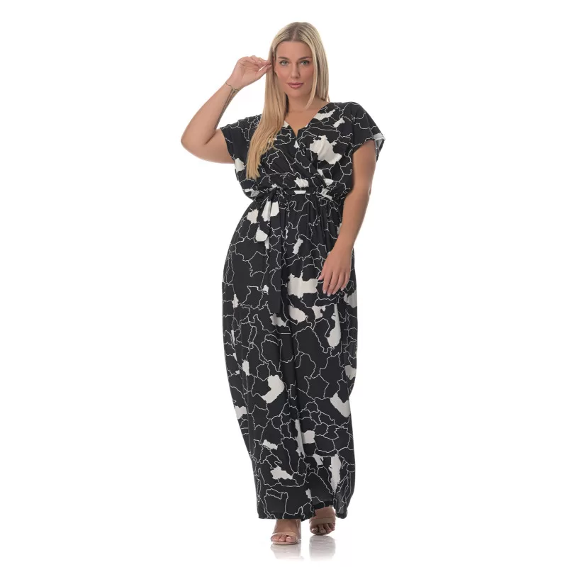 Plus size Εμπριμέ ολόσωμη φόρμα -Μαύρη Plus size Εμπριμέ ολόσωμη φόρμα -Μαύρη