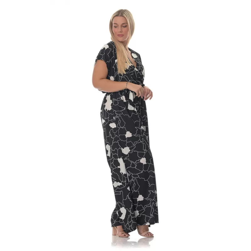 Plus size Εμπριμέ ολόσωμη φόρμα -Μαύρη Plus size Εμπριμέ ολόσωμη φόρμα -Μαύρη
