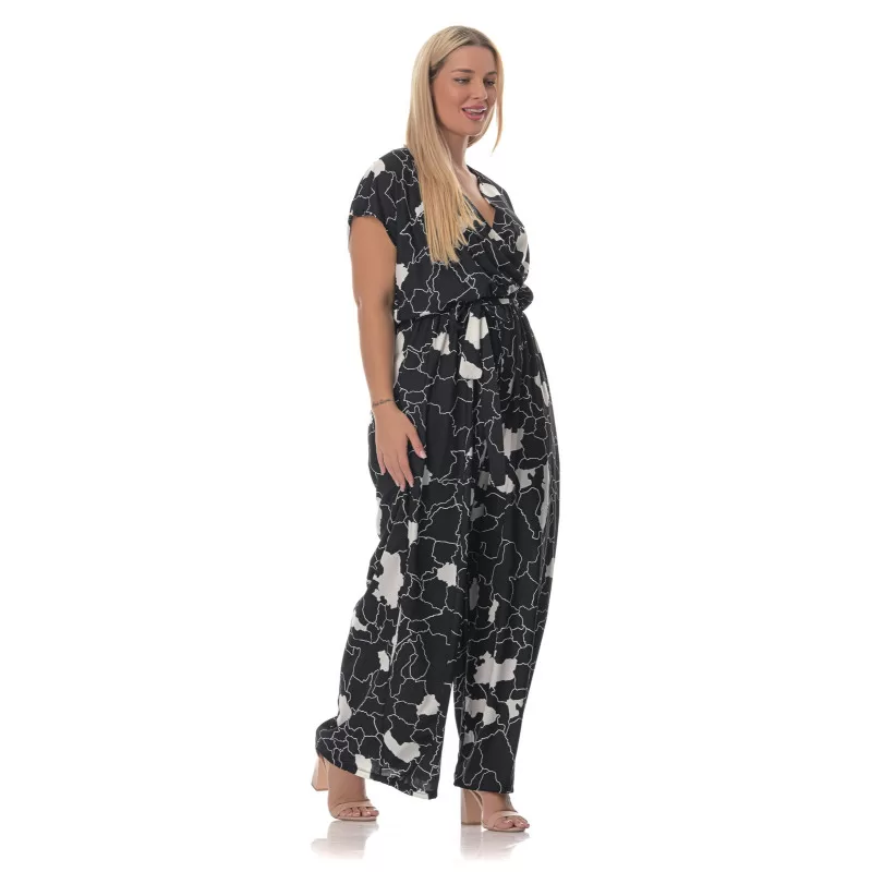 Plus size Εμπριμέ ολόσωμη φόρμα -Μαύρη Plus size Εμπριμέ ολόσωμη φόρμα -Μαύρη