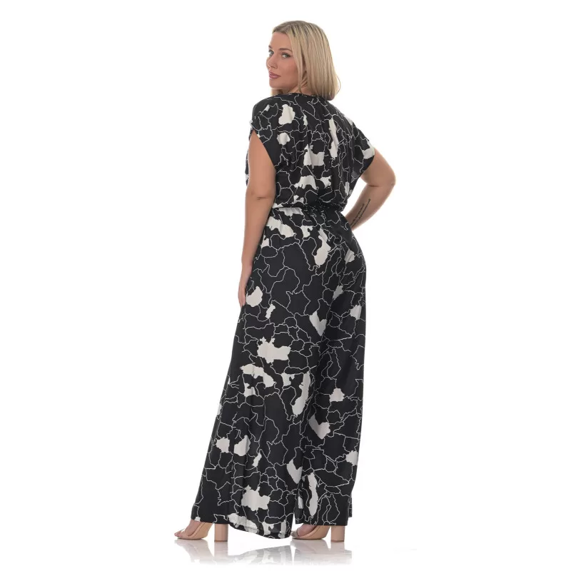 Plus size Εμπριμέ ολόσωμη φόρμα -Μαύρη Plus size Εμπριμέ ολόσωμη φόρμα -Μαύρη
