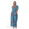 Plus size Εμπριμέ ολόσωμη φόρμα -Μπλε Plus size Εμπριμέ ολόσωμη φόρμα -Μπλε