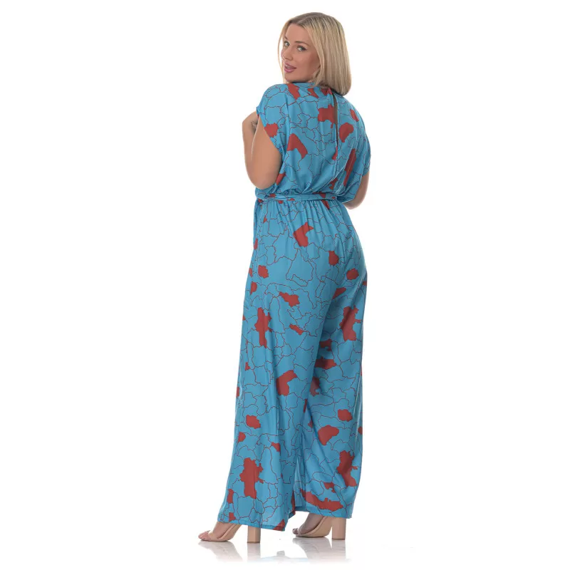 Plus size Εμπριμέ ολόσωμη φόρμα -Μπλε Plus size Εμπριμέ ολόσωμη φόρμα -Μπλε