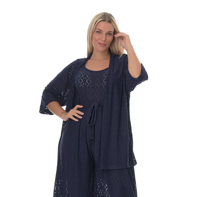 Plus Size Κιμονό Κεντητό – Mπλε Plus Size Κιμονό Κεντητό – Mπλε