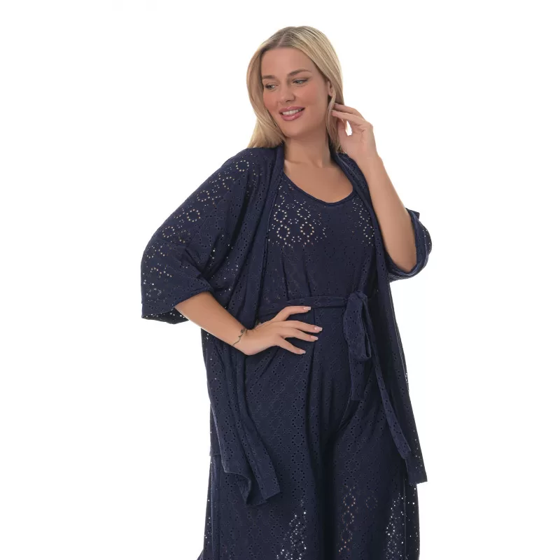 Plus Size Κιμονό Κεντητό – Mπλε Plus Size Κιμονό Κεντητό – Mπλε