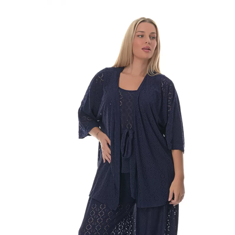 Plus Size Κιμονό Κεντητό – Mπλε Plus Size Κιμονό Κεντητό – Mπλε