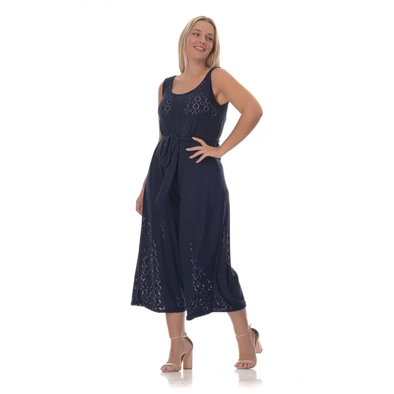 Plus Size Ολόσωμη Φόρμα Κεντητή -Mπλε Plus Size Ολόσωμη Φόρμα Κεντητή -Mπλε