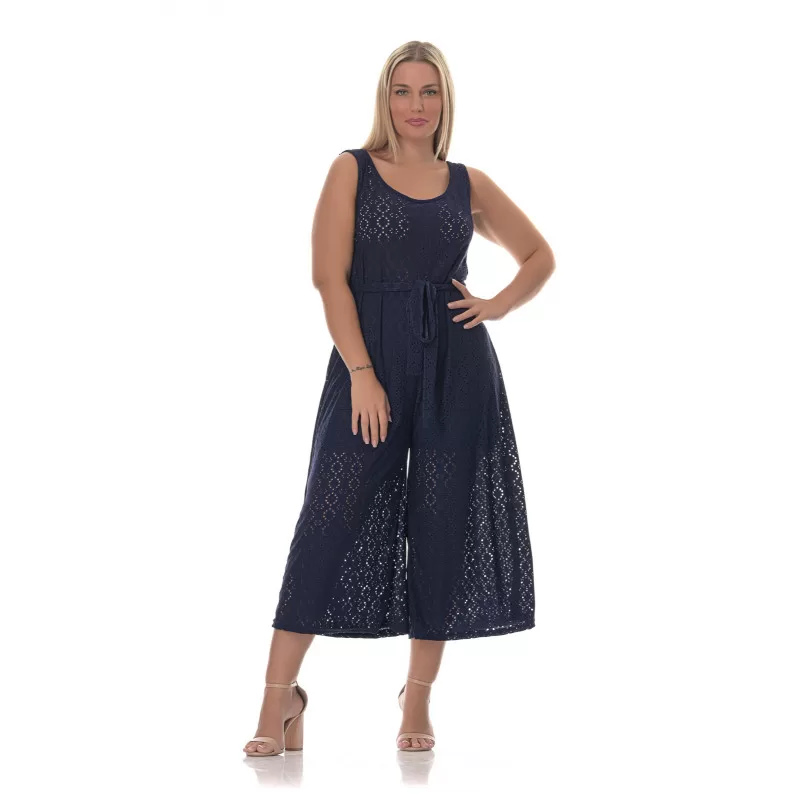 Plus Size Ολόσωμη Φόρμα Κεντητή -Mπλε Plus Size Ολόσωμη Φόρμα Κεντητή -Mπλε