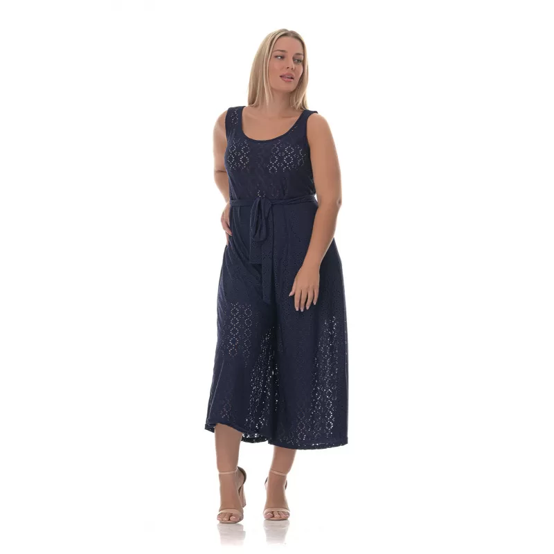 Plus Size Ολόσωμη Φόρμα Κεντητή -Mπλε Plus Size Ολόσωμη Φόρμα Κεντητή -Mπλε