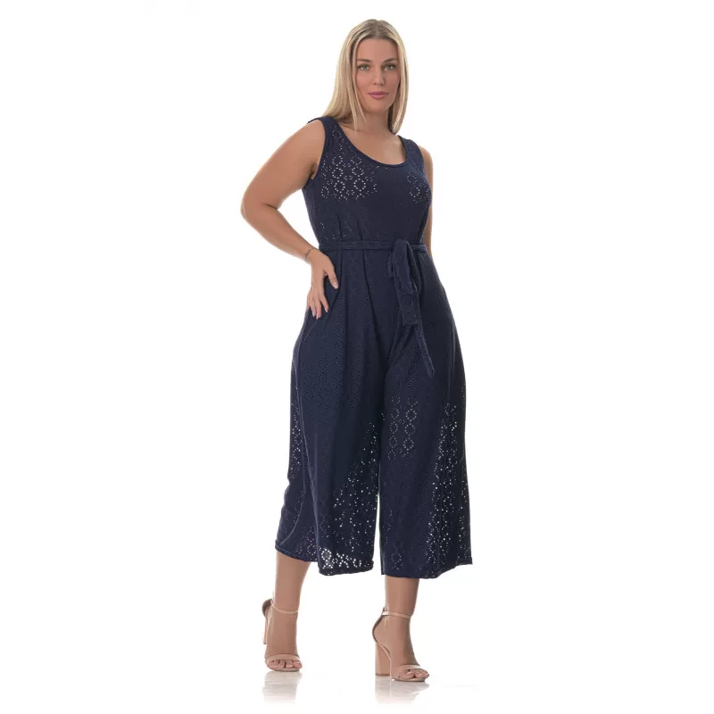 Plus Size Ολόσωμη Φόρμα Κεντητή -Mπλε Plus Size Ολόσωμη Φόρμα Κεντητή -Mπλε