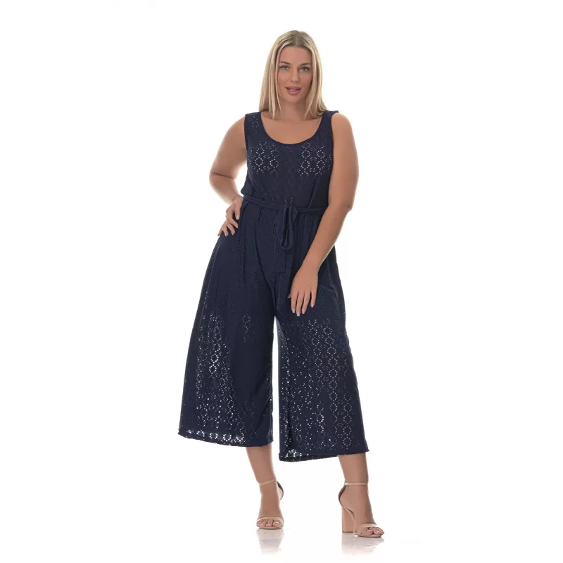 Plus Size Ολόσωμη Φόρμα Κεντητή -Mπλε Plus Size Ολόσωμη Φόρμα Κεντητή -Mπλε