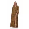 Plus Size Leopard Κρουαζέ Φόρεμα -Κίτρινο Plus Size Leopard Κρουαζέ Φόρεμα -Κίτρινο