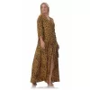 Plus Size Leopard Κρουαζέ Φόρεμα -Κίτρινο Plus Size Leopard Κρουαζέ Φόρεμα -Κίτρινο