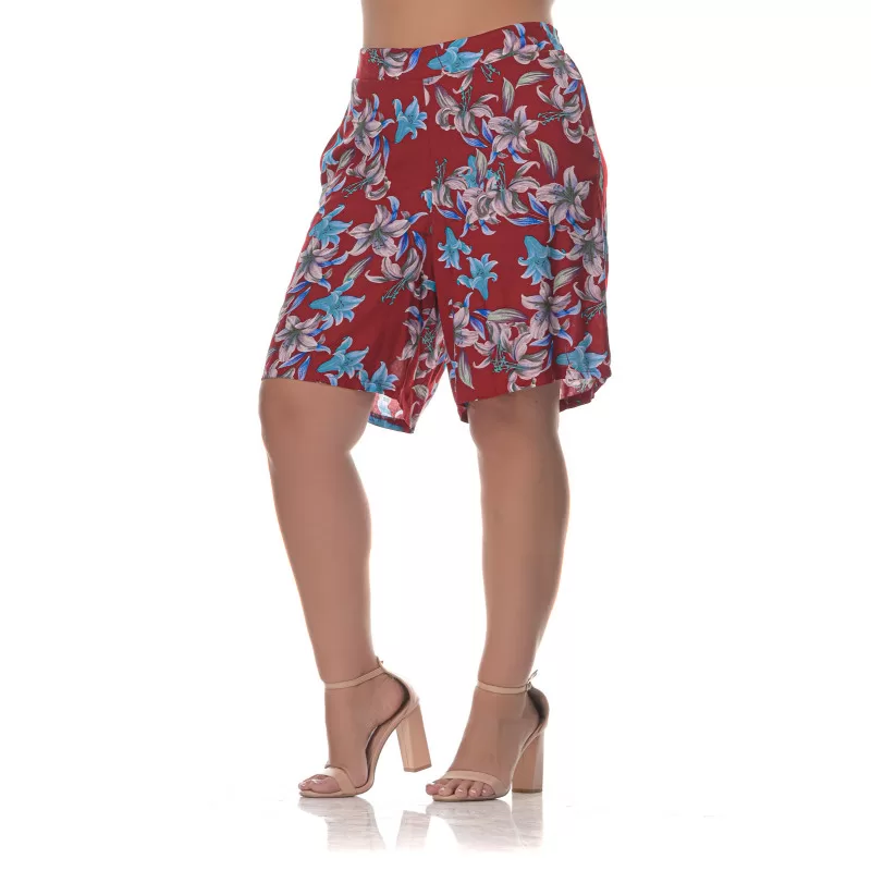 Plus Size Floral Βερμούδα – Kόκκινη Plus Size Floral Βερμούδα – Kόκκινη