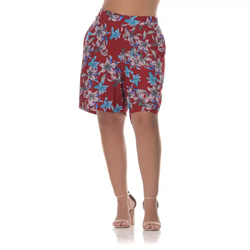 Plus Size Floral Βερμούδα – Kόκκινη Plus Size Floral Βερμούδα – Kόκκινη