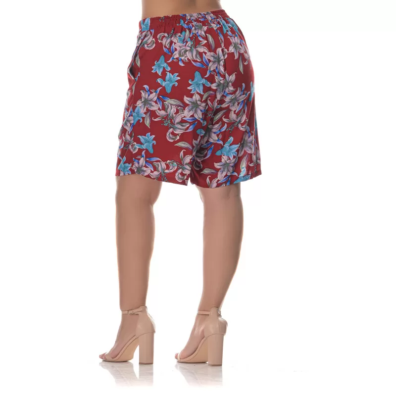 Plus Size Floral Βερμούδα – Kόκκινη Plus Size Floral Βερμούδα – Kόκκινη