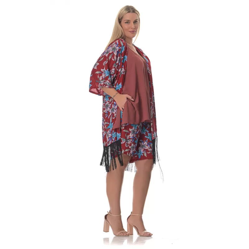 Plus Size Floral Βερμούδα – Kόκκινη Plus Size Floral Βερμούδα – Kόκκινη